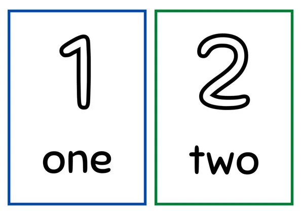 Números Simples Coloridos Com Flashcards Palavras Design Gráfico Arte — Fotografia de Stock