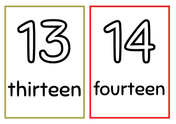 Números Simples Coloridos Con Tarjetas Vocabulario —  Fotos de Stock