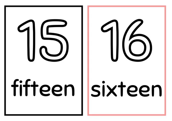 Numeri Semplici Colorati Con Parole Flashcards — Foto Stock
