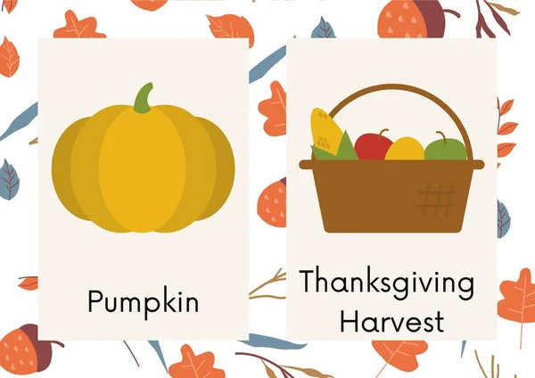 Färgglada Thanksgiving Flashcards — Stockfoto