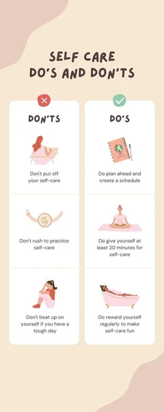Creme Illustrative Don Self Care Vergleich Infografik — Stockfoto