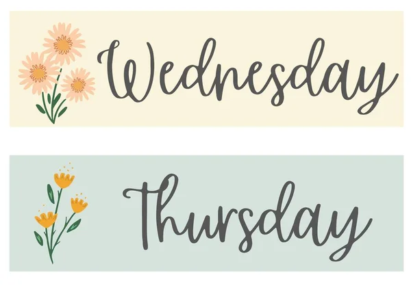 Дни Недели Pastel Flower Display Flashcards — стоковое фото