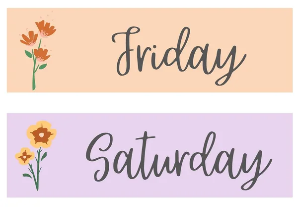 Dias Semana Pastel Flower Display Flashcards — Fotografia de Stock