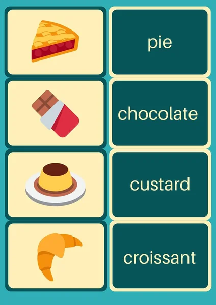 Postres Caramelos Pasteles Emoji Memory Game Flashcards —  Fotos de Stock