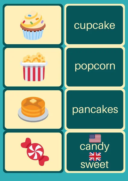 Sobremesas Doces Doces Emoji Memória Game Flashcards — Fotografia de Stock
