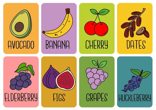 Cartaz Fruta Educação Flashcard — Fotografia de Stock