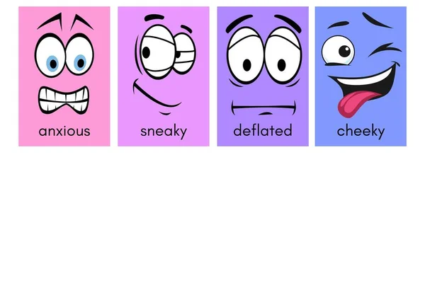 Expressões Faciais Emoções Flashcards — Fotografia de Stock