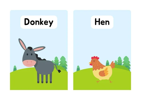 农场动物卡片 — 图库照片