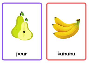 Fruits Flashcard - 3 sanat grafik tasarımı