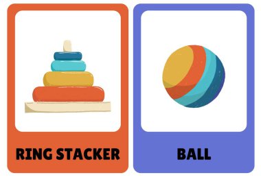 El Çizimi Renkli Oyuncaklar Flaşkartları - 9