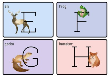 Pastel Suluboya Eğitim Alfabe Kartları - 2