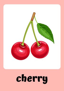 Pembe - Renkli ve Resimli Meyve Kartları - 14