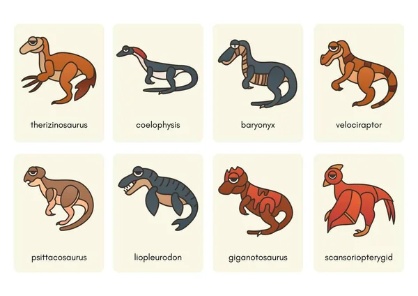 Fossil Grey Set Dinosaur Flashcards — Stock Photo, Image