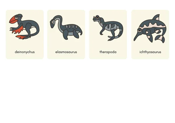 Fossil Grå Uppsättning Dinosaurie Flashcards — Stockfoto