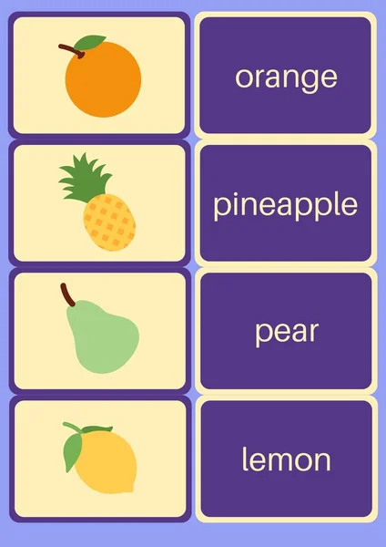 Frukt Emoji Minne Spel Flashcards — Stockfoto