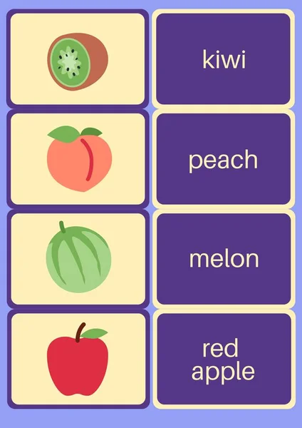 Φρούτα Emoji Παιχνίδι Μνήμης Flashcards — Φωτογραφία Αρχείου