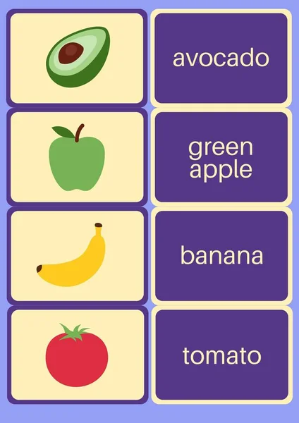 Flashcards Gioco Memoria Emoji Frutta — Foto Stock