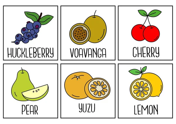 Fruit Flashcards Grafische Vormgeving — Stockfoto