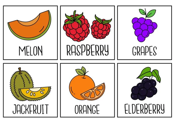 Ovocné Kartičky Grafické Výtvarné Návrhy — Stock fotografie