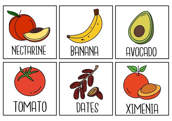 Fruit Flashcards Kunst Grafisch Ontwerp — Stockfoto