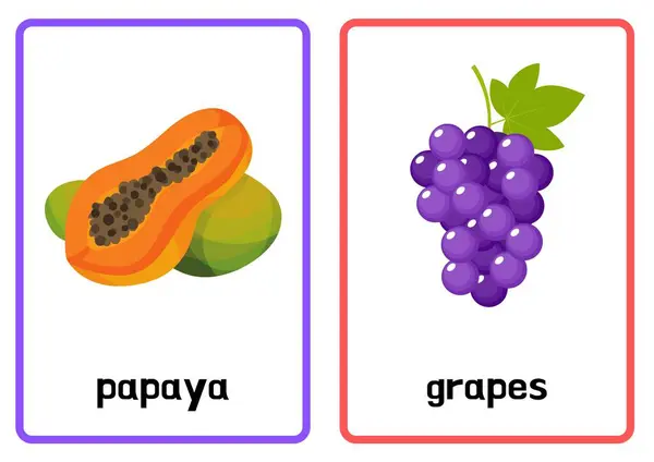 Frutas Flashcard Arte Design Gráfico — Fotografia de Stock