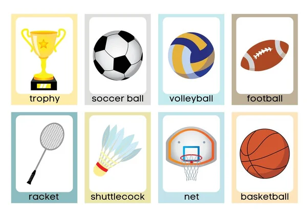 Flashcards Fun Sport Dla Osób Uczących Się Esl Lub Ell — Zdjęcie stockowe