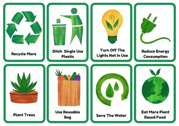Verde Eco Friendly Flashcards — Foto de Stock