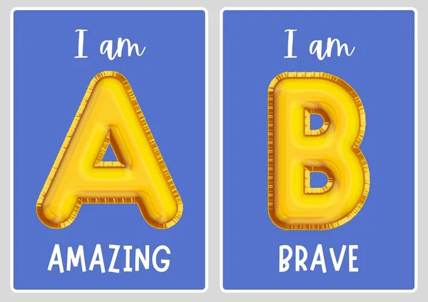 Gold Positive Affirmation Alphabet Flashcards - 1
