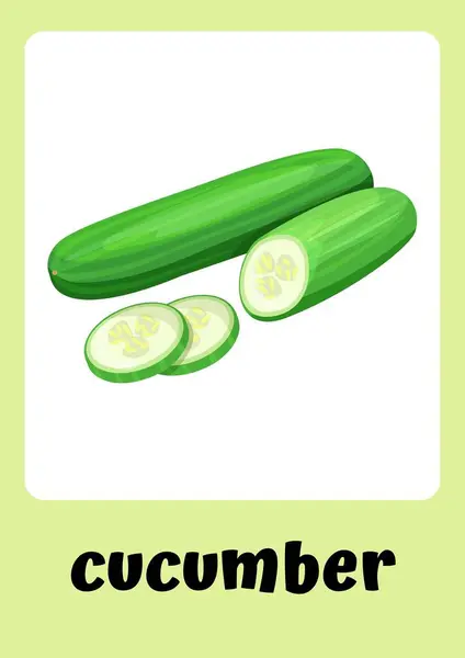 Yeşil Temalı Sebzeler Flaşkartları — Stok fotoğraf