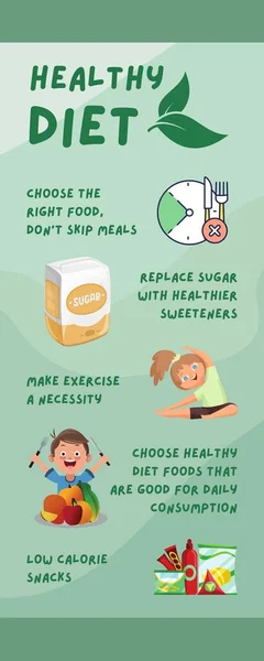 Green Illustration Healthy Tips Infographics
