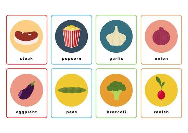 Saudável Vezes Food Sorting Flashcards — Fotografia de Stock