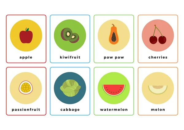 Saludable Veces Clasificación Alimentos Flashcards —  Fotos de Stock