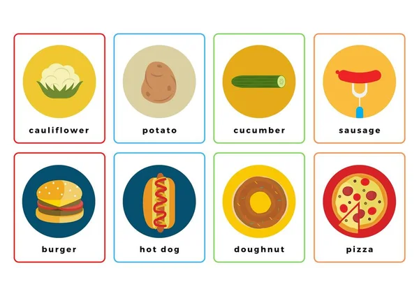 Saudável Vezes Food Sorting Flashcards — Fotografia de Stock