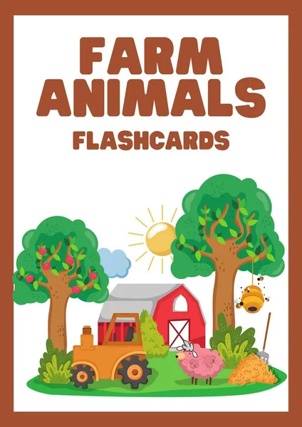 Flashcards Animais Fazenda Ilustrativos Coloridos — Fotografia de Stock