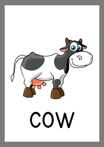 Illustrativa Och Färgglada Farm Animals Flashcards — Stockfoto