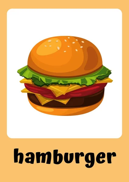 Ilustrativní Barevné Oranžové Potravinové Kartičky — Stock fotografie