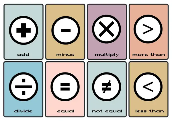 Math Symbols Flashcards — Stock Photo, Image