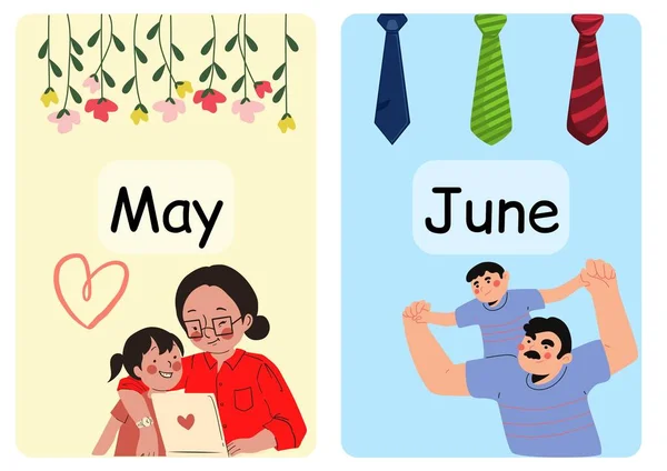 Meses Ano Com Celebrações Fun Flashcards Coloridos — Fotografia de Stock