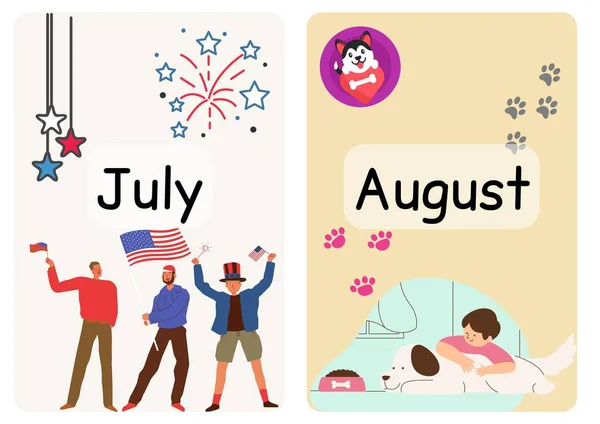 Miesiące Roku Uroczystościami Zabawa Kolorowe Flashcards — Zdjęcie stockowe