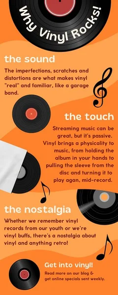 Orange Black Why Vinyl Records Rock Music Infographic — стокове фото