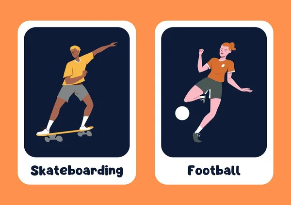Laranja Azul Inglês Esportes Nomes Educacionais Flashcards — Fotografia de Stock