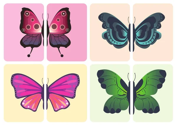 Partnerarbeit Passende Karten Schmetterlinge — Stockfoto