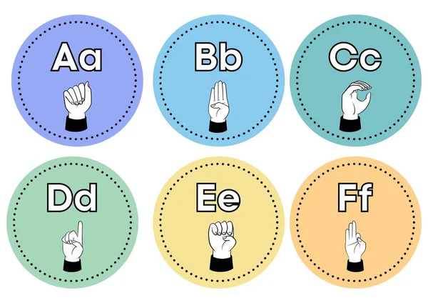 Pastel Asl Sign Language Alphabet Flashcard — стокове фото