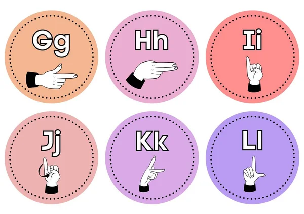Pastel Asl Sign Language Alphabet Flashcard — стокове фото