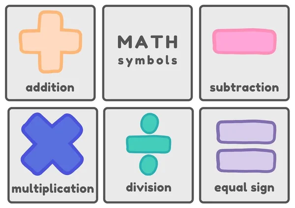Pastel Fun Math Symbols Flashcards — Fotografia de Stock