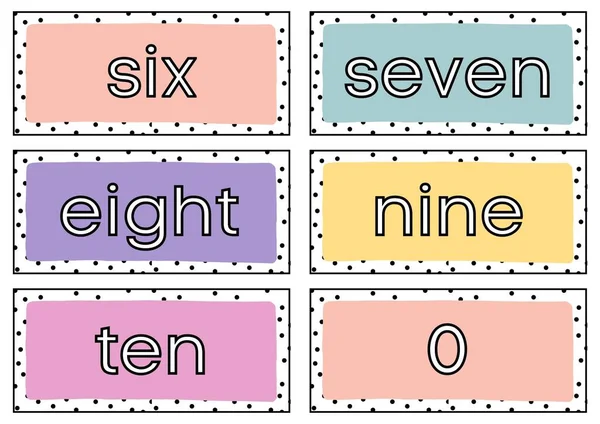 Pastel Polka Dot Math Number Flashcards — стокове фото