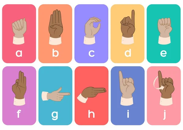 Pastel Sign Language Alphabet Flashcard — стокове фото