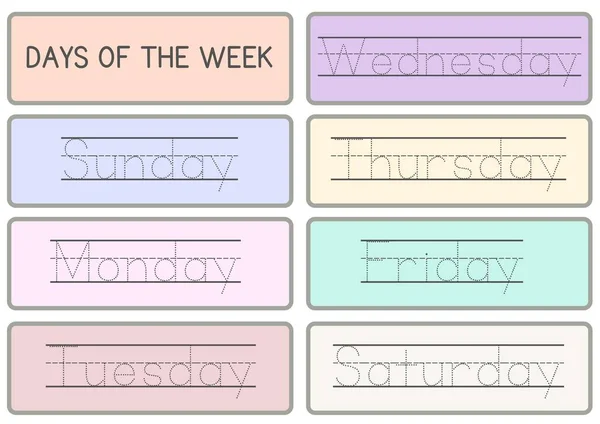 Pastel Απλές Ημέρες Της Εβδομάδας Flashcards — Φωτογραφία Αρχείου