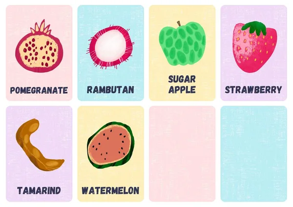 Pastel Textured Food Flashcard — Fotografia de Stock