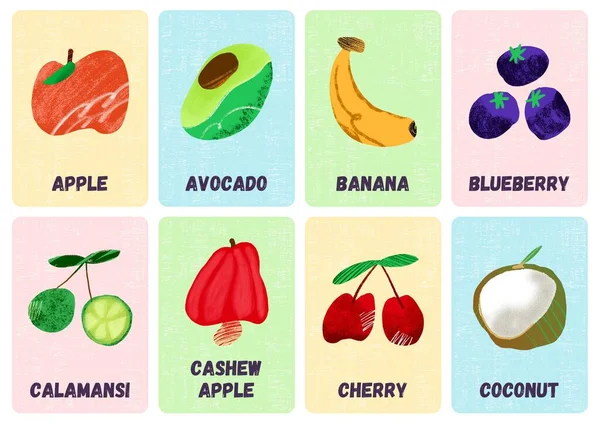 Pastel Desenli Gıda Flashcard — Stok fotoğraf